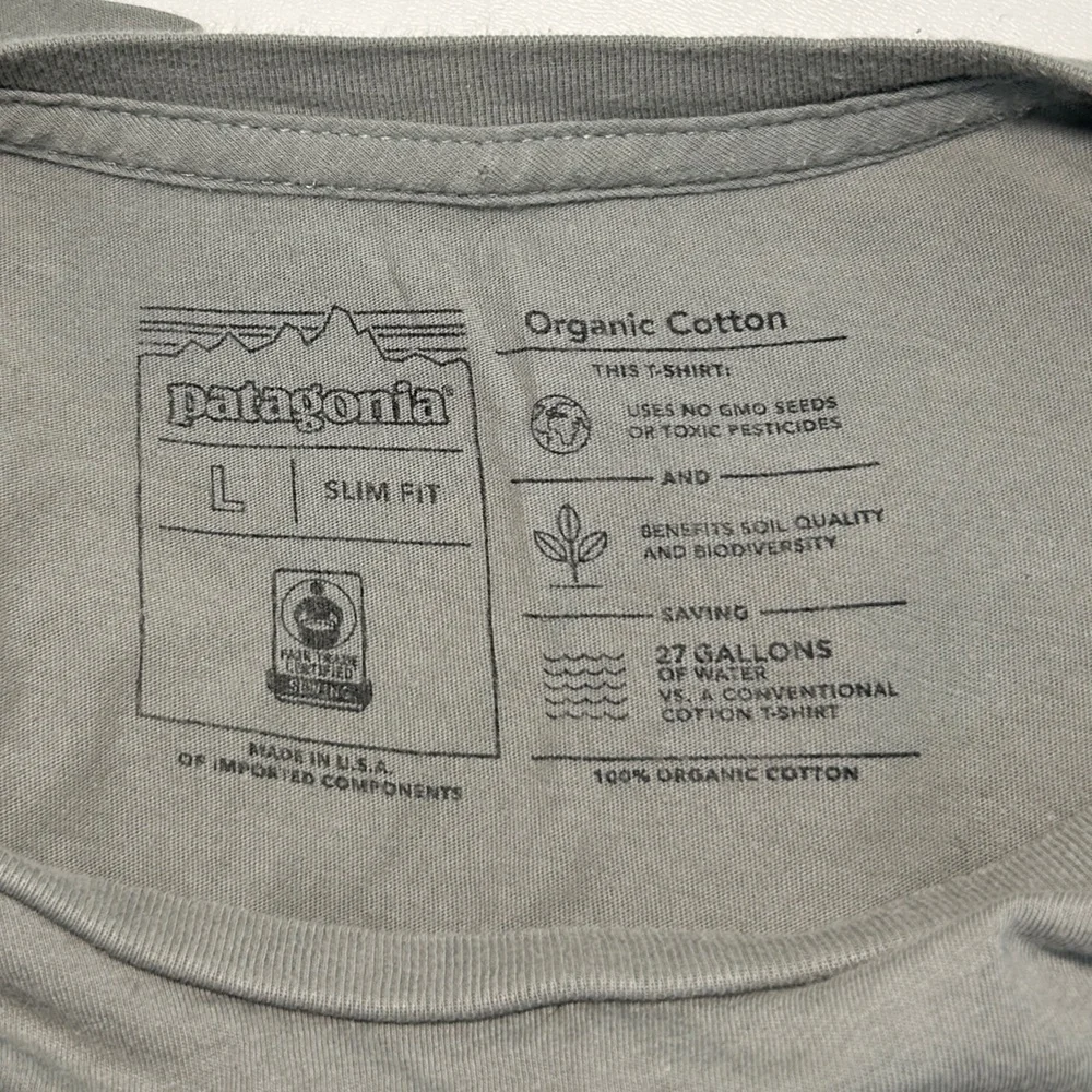 Patagonia Bear Logo Organic Cotton Tee Shirt Slim Fit Men’s Size Large L 🌿 - Picture 9 of 11